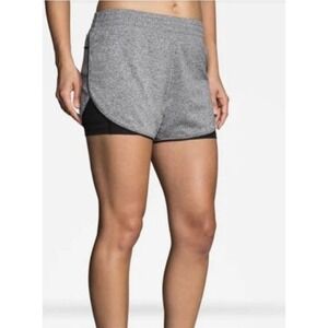 Brooks Chaser 3" 2-in-1 Running Short Heather Grey Black Liner Women Size Medium